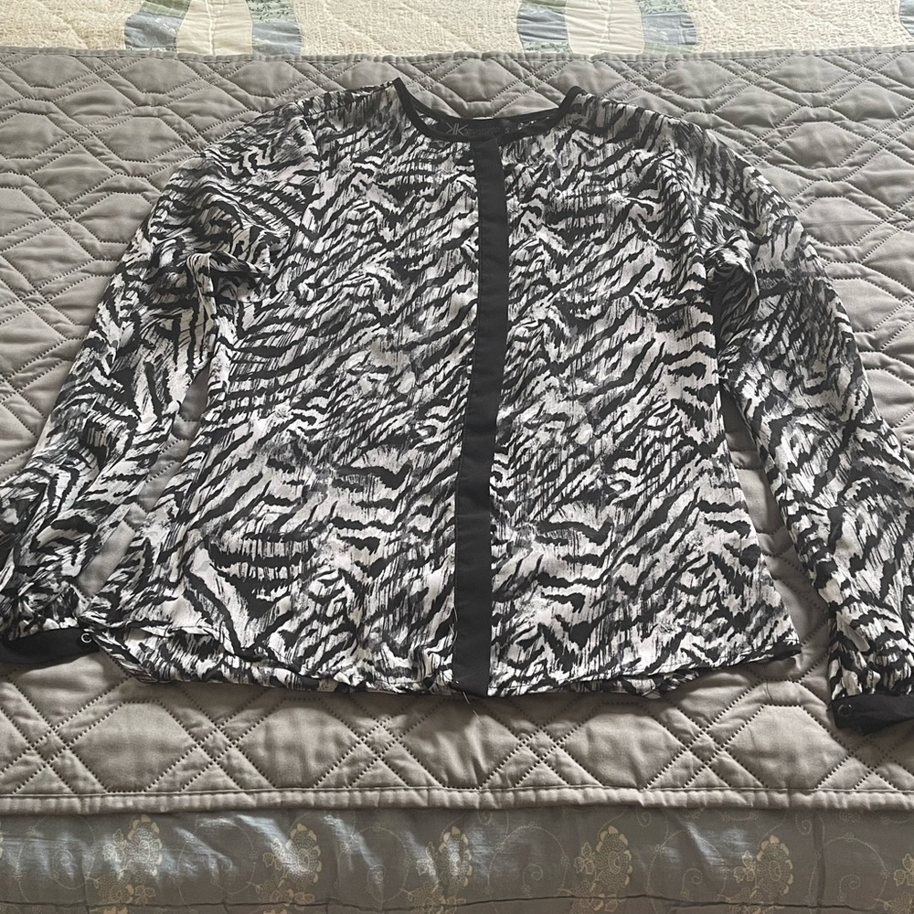 Kardashian Kollection Black and White Zebra Blouse